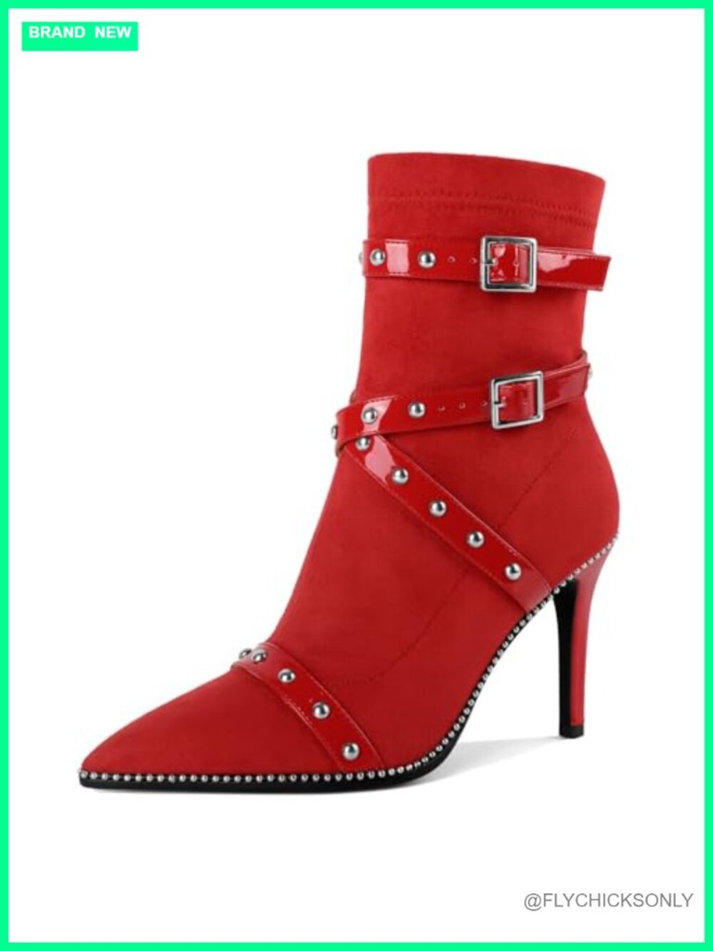 Joseywade Women's Stiletto Ankle Booties Pointed Toe Beaded Studded Side Zip